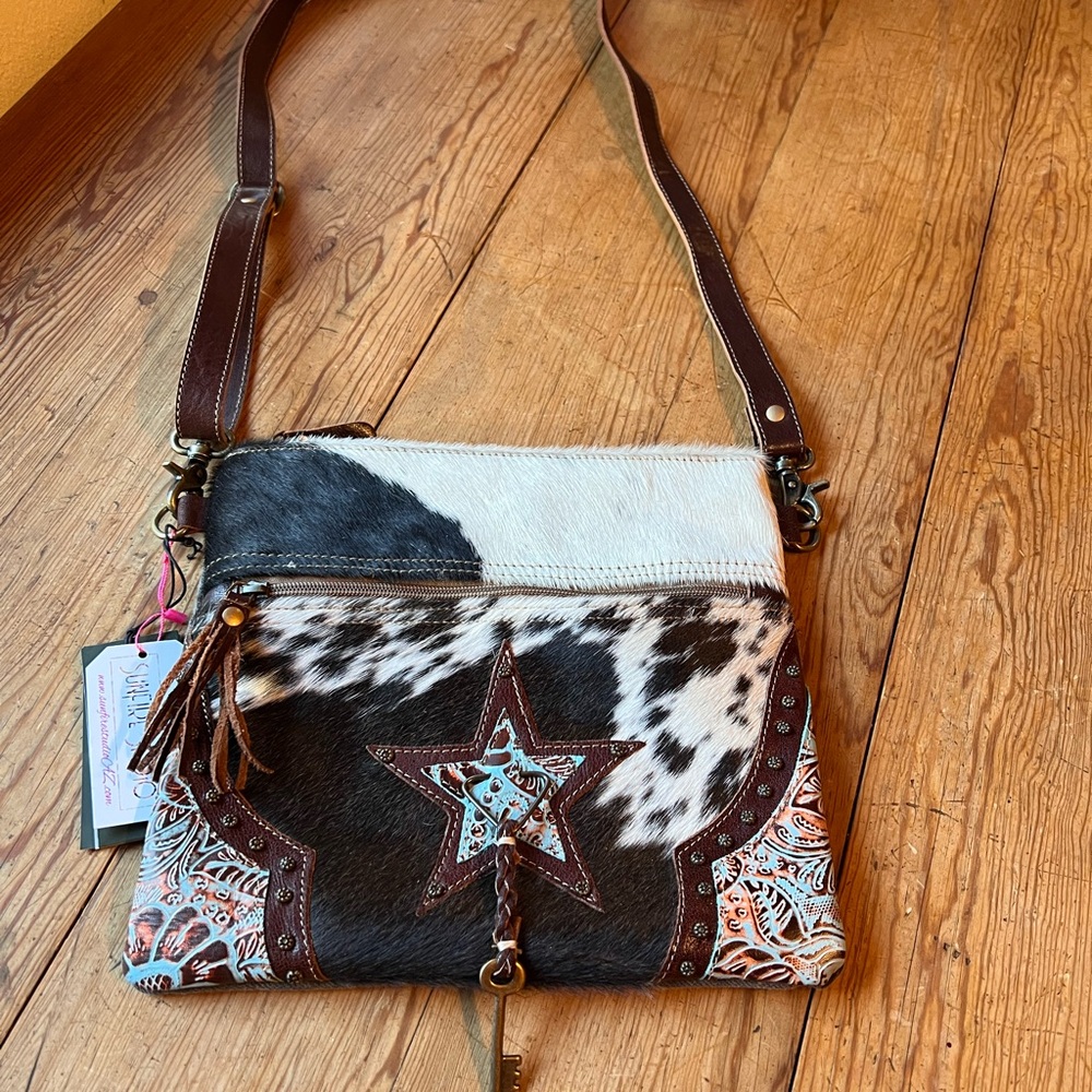 *SOLD* MYRA NORTH STAR CANVAS & HAIRON BAG (NWT)